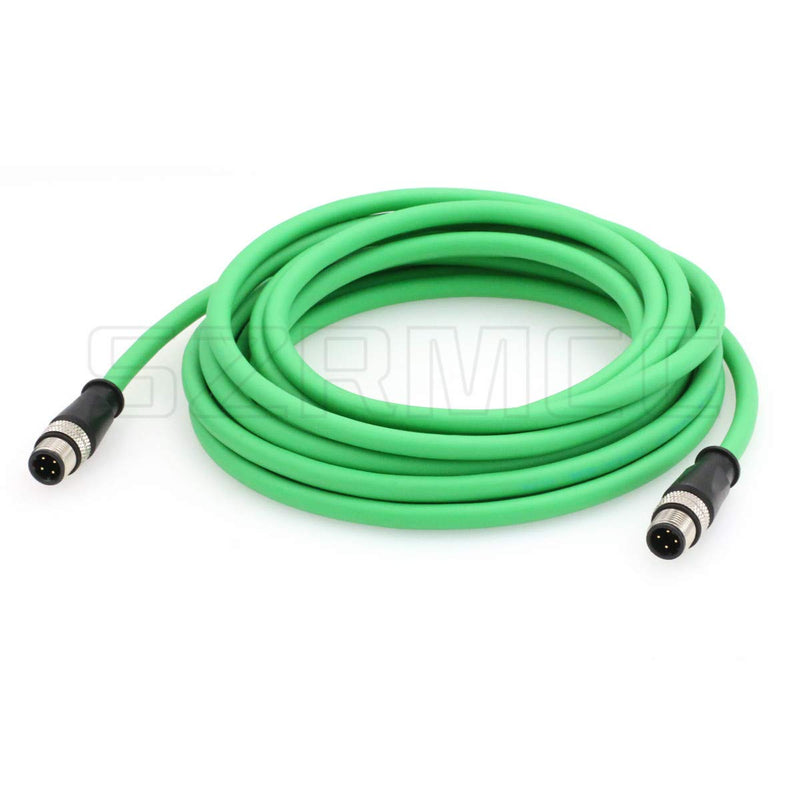 SZRMCC M12 4 Pin D-Code Male to Male High Flex Industrial Machine Vision Camera Shielded Cable (3m) 3m