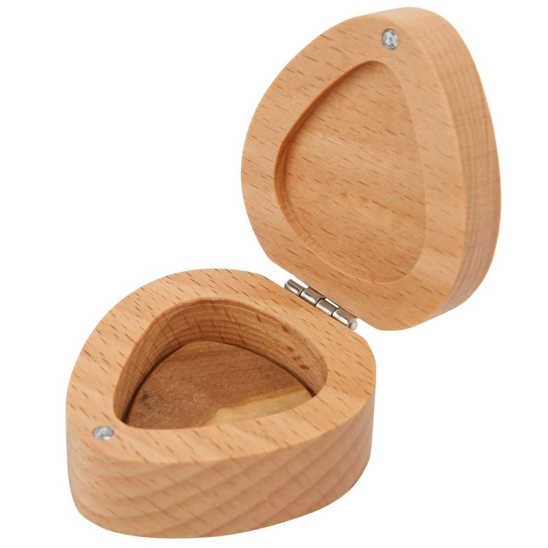 Beech wood pick case, funny heart-shaped small portable box, for guitarist storage