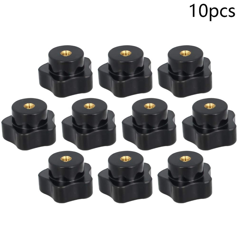 Bettomshin 10Pcs M5 Star Shape Knob Female Thread Nut Galvanized Screw Black Baklite Screw-On for Lathe Machine, Mechanical Equipment, Instrument and Apparatus,Industry Equipment