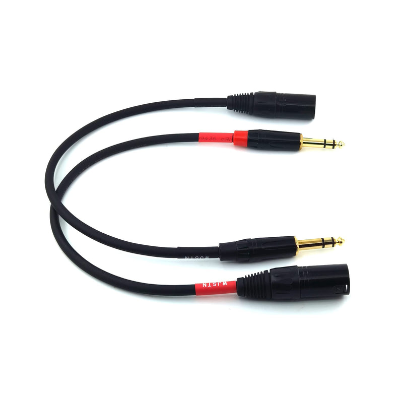 WJSTN-024 XLR to 1/4 TRS Stereo Adapter, 6.35mm Dual Channel to 3-pin XLR （Male）, XLR to 1/4 Stereo Balanced Microphone Stereo Unbalanced Audio Converter AdapterCable (1FT) 1FT