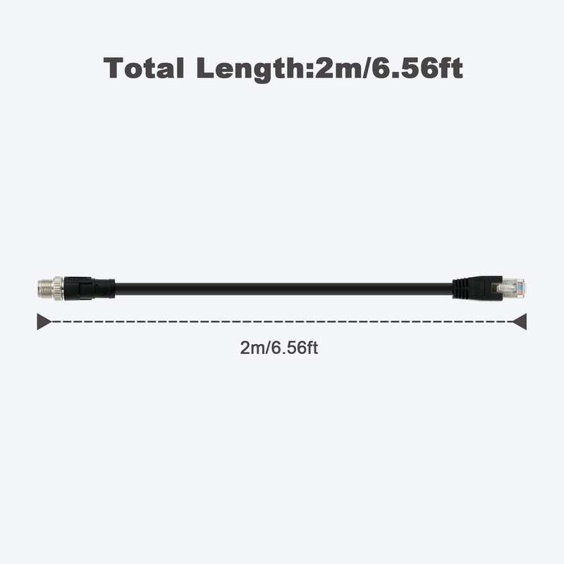 [AUSTRALIA] - Alvin's Cables Ethernet Cable in-Sight 8200 and 8400 Series CCB-84901-2001-02 M12 X-Coded to RJ45 Industrial Camera Shielded Cord IP67 Waterproof 6.5ft/2M Black 