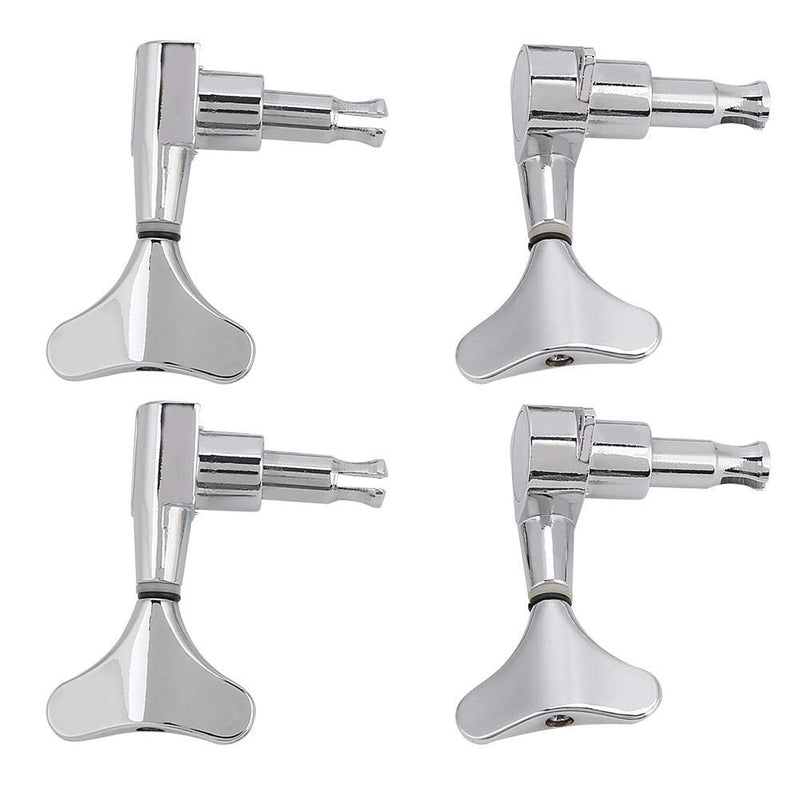 Dilwe Bass Guitar Tuning Peg, Fishtail-Shaped Button Sealed Machine Heads Bass Guitar Tuning Pegs 2L + 2R Upgrade DIY Guitar Parts Accessories Silver