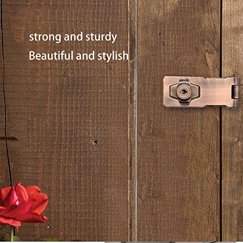 2 Packs Keyed Hasp Locks Twist Knob Keyed Locking Hasp for Small Doors, Cabinets and More,Stainless Steel Steel, Hasp Lock Catch Latch Safety Lock Door Lock with Keys (4inch, Copper) 4inch