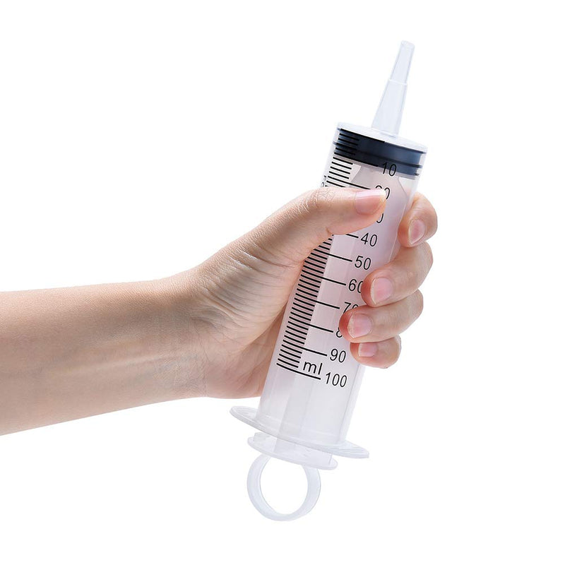 4 Pack 100ml Syringes, Large Plastic Garden Syringe for Scientific Labs, Nutrient Measuring, Watering, Refilling