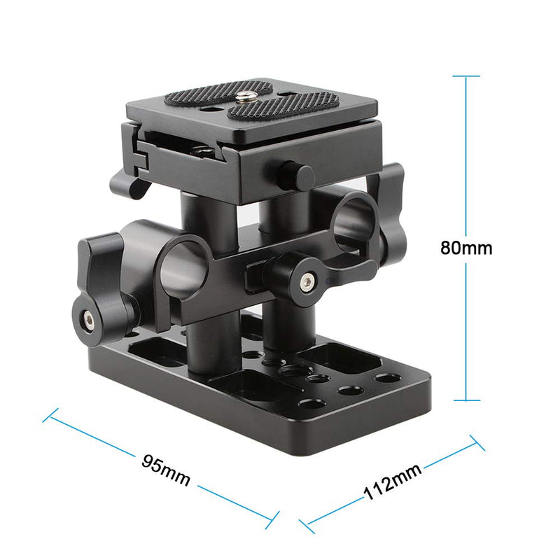 CAMVATE Quick Release Plate with 15mm Rail Riser Support System for Arca Swiss Standard(Height Adjustable) - 1795