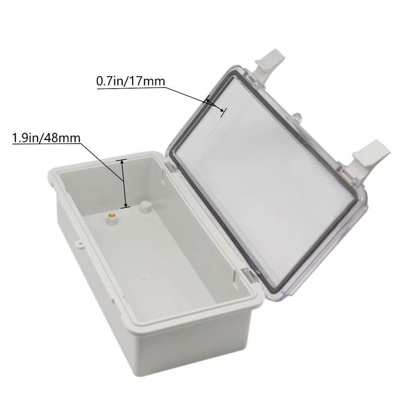 [AUSTRALIA] - Zulkit Junction Box ABS Plastic Dustproof Waterproof IP65 Electrical Boxes Hinged Shell Outdoor Universal Project Enclosure Grey Clear Transparent Cover 7.9 x 3.9 x 2.8 inch (200x100x70mm) 7.9" x 3.9" x 2.8" 