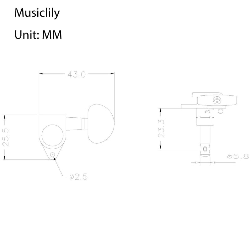 Musiclily 3+3 Epi Style Guitar Machine Head Sealed Tuners Tuning Pegs Set for Les Paul Style Electric Guitar or Acoustic Guitar Half Moon Button Chrome Epi Half Moon Chrome