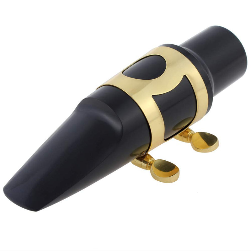 TraderPlus Alto Saxophone Mouthpiece Kit with Ligature, Reed and Cap (Gold) Gold