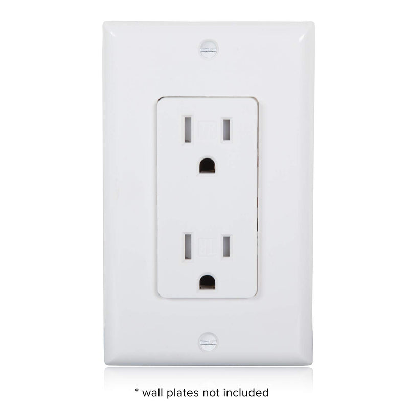 Maxxima Tamper Resistant Duplex Receptacle Standard Decorative Electrical Wall Outlet 15A White, 3 Prong Outlet, Easy Install, UL Listed, Pack of 10, Contractor Pack