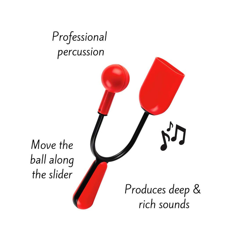 Halilit Hi-Lo Vibraslap. Adjustable Slider. Professional Hand Percussion Shaker Musical Instrument. Teens & Adults. Durable & Easy to Master - Red