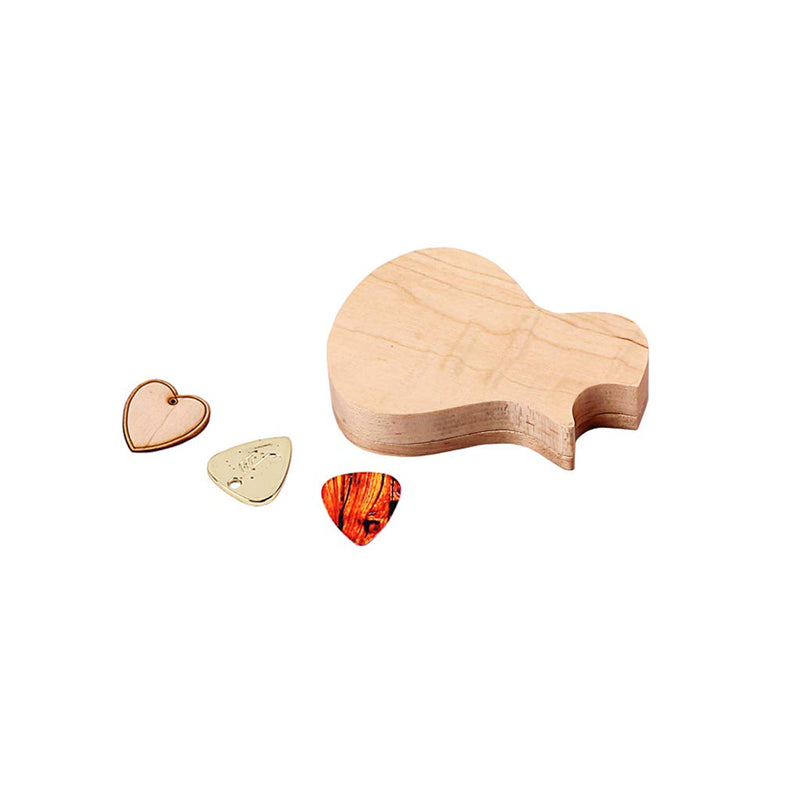 Alnicov 3 Pcs/Set Handmade Wooden Guitar Pick Box and Picks Paddles for Guitarist Music Lovers Gifts