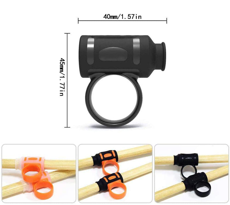 Liyafy 2pcs Drum Stick Control Clip Finger Ring Anti Slip Drumsticks Accessories For Drummer Beginners Practice - Black