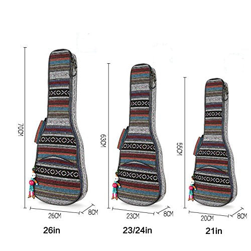 HOT SEAL 10MM Adjustable & Comfortable Durable Ethnic Ukulele Case Bag Bohemia style (23/24in, Bohemia NO.3) 23/24 in
