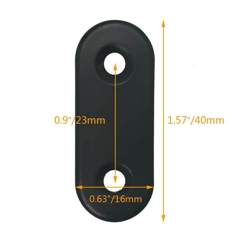 Alamic Straight Brace Stainless Steel Black Straight Flat Brace 16 x 40 mm Straight Corner Braces Straight Brackets with Screws - 12 Pack Straight Brace_16x40mm