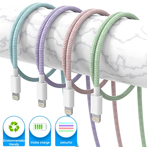 iPhone Charger [Apple MFi Certified] 6Pack 3/3/6/6/6/9 FT Long Lightning Cable Fast USB Charging High Speed Data Cord Compatible iPhone 14 13 12 11 Pro Max XR XS X 8 7 6 Plus SE - Pastel Cute Colors