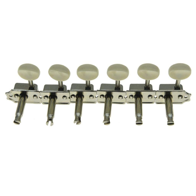 [AUSTRALIA] - Wilkinson Deluxe 6 Inline Vintage Guitar Tuners with Split Post Guitar Tuning Keys Peg Machine Heads For Strat/Tele Guitars Nickel with Ivory Buttons 