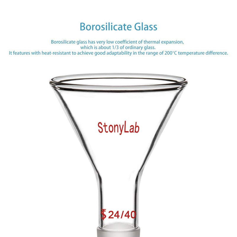 [AUSTRALIA] - StonyLab Glass Short Stem Powder Funnel with 75 mm Top Outer Dimension and 24/40 Inner Joint Filter Funnel Glass Funnel OD 75mm 