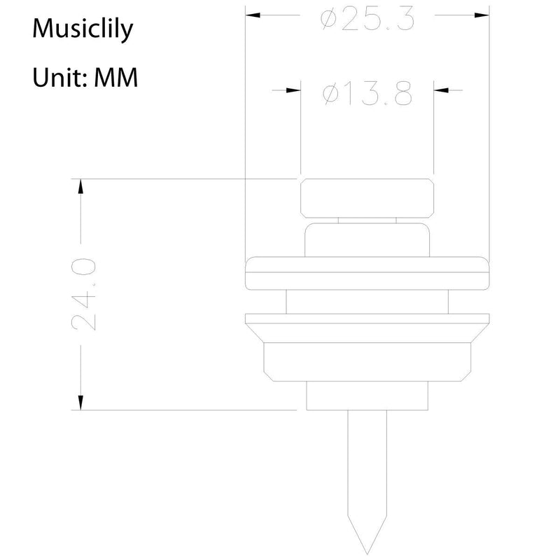 Musiclily Chrome Guitars Big Strap Lock System, Black (Pack of 2)