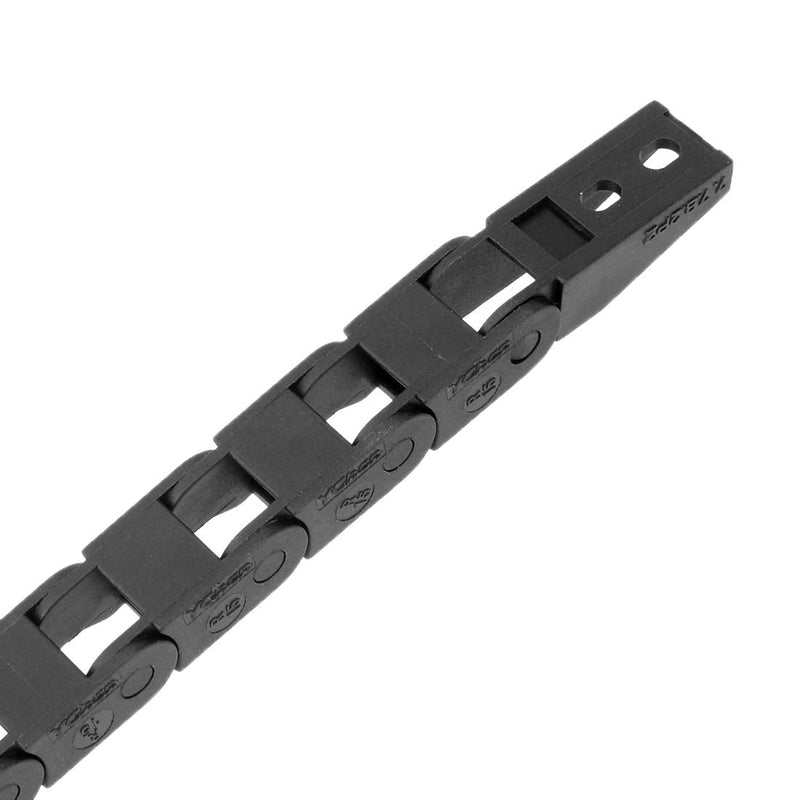 uxcell Drag Chain Cable Carrier Closed Type with End Connectors R15 7X7mm 1 Meter Plastic for Electrical CNC Router Machine Black