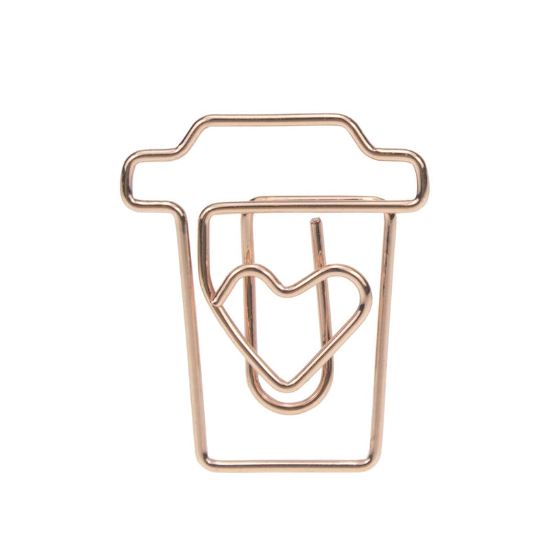 Shoppingmoon JANOU Coffee Cup Mug Shaped Paper Clips Metal Note Clips for Office School Wedding Decoration Pack 12pcs