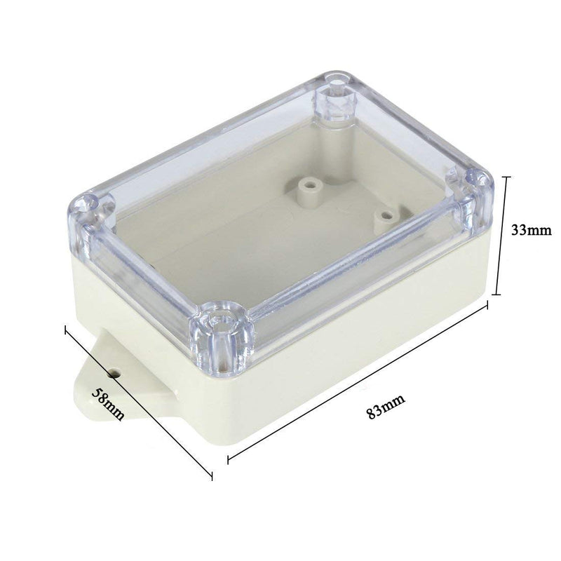 YXQ 83x58x33mm ABS Junction Box Plastic Waterproof Dustproof Universal Project Enclosure Case Grey PC Transparent/Clear Cover with Hole Wall Hang(3.3 x 2.3 x 1.3 inches/3Pcs) 3.3 x 2.3 x 1.3 inches/3Pcs