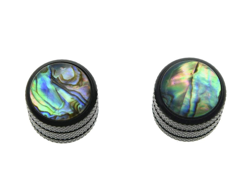 KAISH 2pcs Black Push on Fit Abalone Top Guitar Dome Knobs or Bass Knob for Tele Telecaster