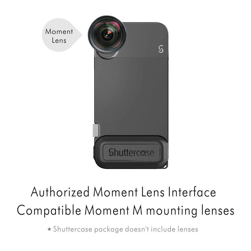 Shuttercase iPhone X/XS Battery Camera Case - Moment Lens Interface with Mechanical Shutter Button, Replaceable Camera Grip, Embedded 3000mAh Battery and Built-in Stand (Black) Black