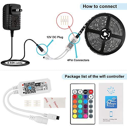 [AUSTRALIA] - Nexlux LED Strip Lights, WiFi Wireless Smart Phone Controlled 16.4ft Waterproof Light Strip LED Kit 5050 LED Lights,Working with Android and iOS System,Alexa, Google Assistant 