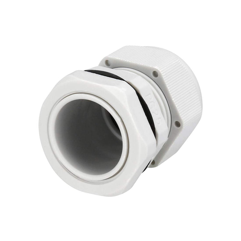 uxcell 10Pcs PG25 Cable Gland Waterproof Plastic Joint Adjustable Locknut White for 16mm-21mm Dia Cable Wire