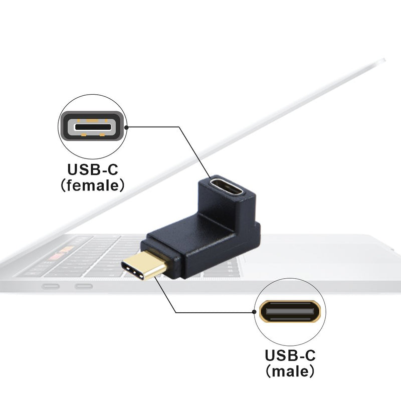 USB C Extension Adapter, CableCreation Up & Down Angle 90 Degree USB 3.1 Type C Male to Female Convertor (3A/10G), Compatible with Oculus Quest / Link, MacBook Pro, Google Pixel, Samsung DeX, Black