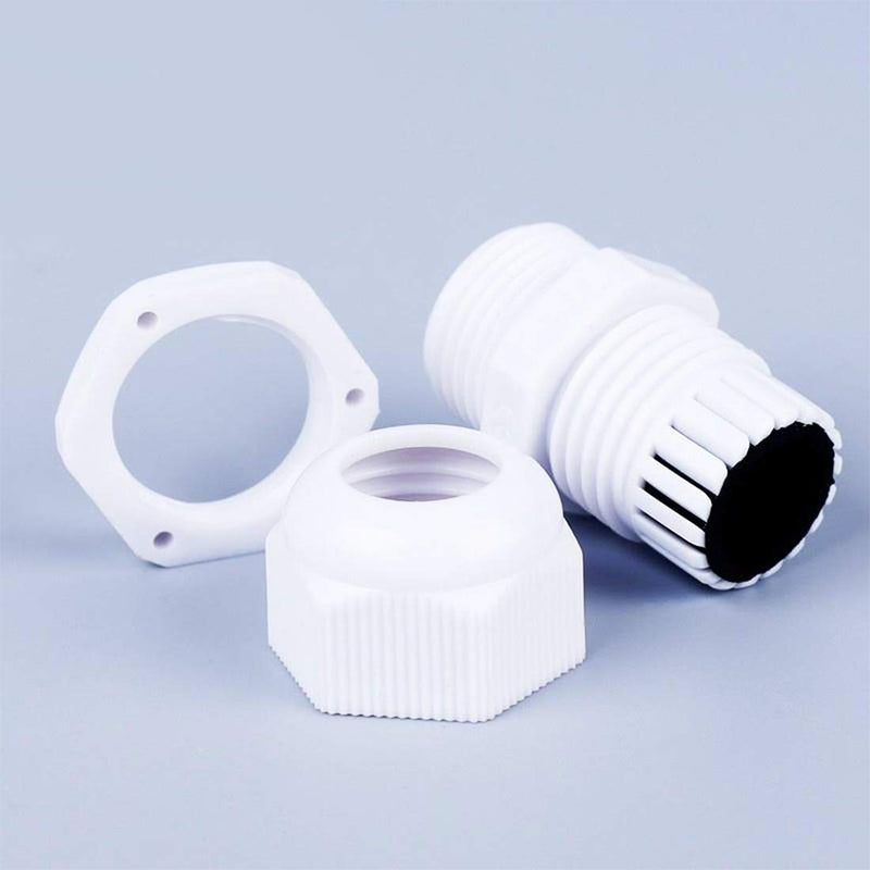 Plastic Waterproof Adjustable Cable Glands Joints,White PG16 Nylon Cable Gland 25 Piece White