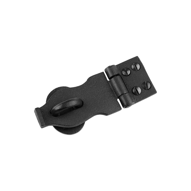 Decorative Black Wrought Iron Hasp Lock 4" X 1.75" Heavy Duty Rust Resistant Hasp Latches Safety Padlock Clasps for Cabinets, Chests Or Doors with Screws | Renovators Supply Manufacturing Pack of 2