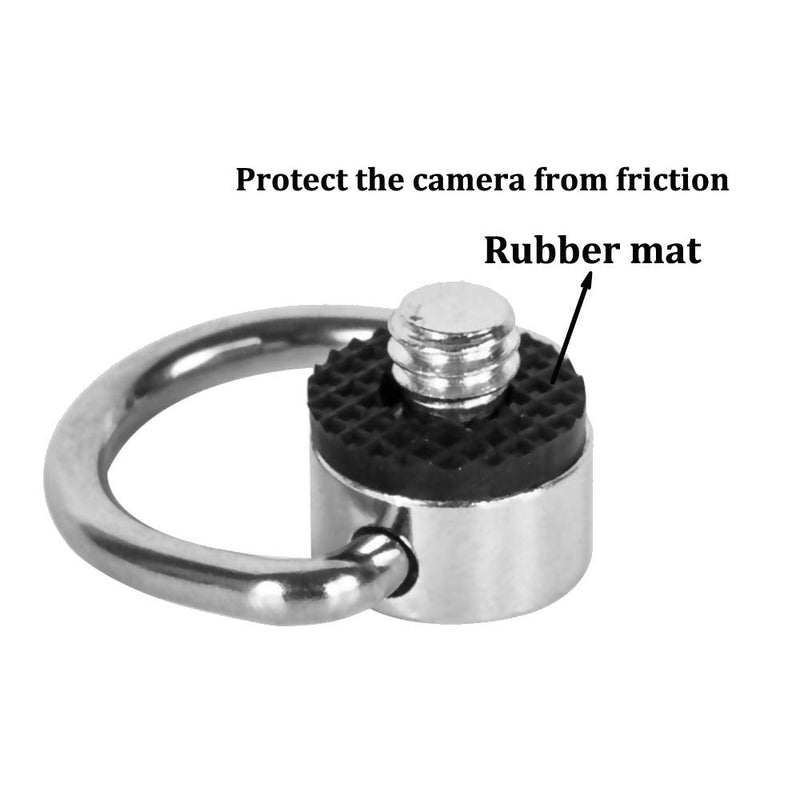 Stainless Steel D Ring Screw Hinged Holder Camera Fixing Screw 1/4"-20 Thread for Tripod DSLR Cameras for Quick Release Wrist Strap Sling 2 Pack