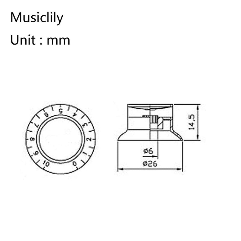 Musiclily Pro Inch Size Guitar Reflector Knobs Top Hat Bell 2 Volume 2 Tone Knobs Set Compatible with USA Made Les Paul SG Style, Amber with Silver Top