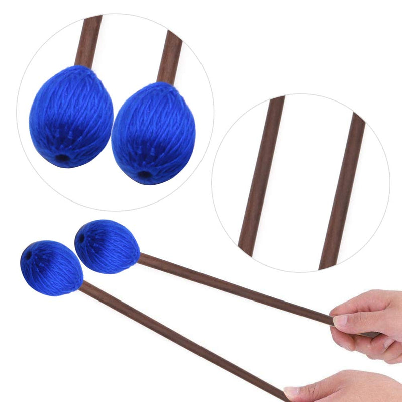 Vankcp Marimba Mallets, 1 Pair Medium Blue Hard Yarn Marimba Mallets and 1 Pair Rubber Mallets Sticks with Wood Handle for Percussion Marimba Playing Glockenspiel Marimba (Style 1) Style 1