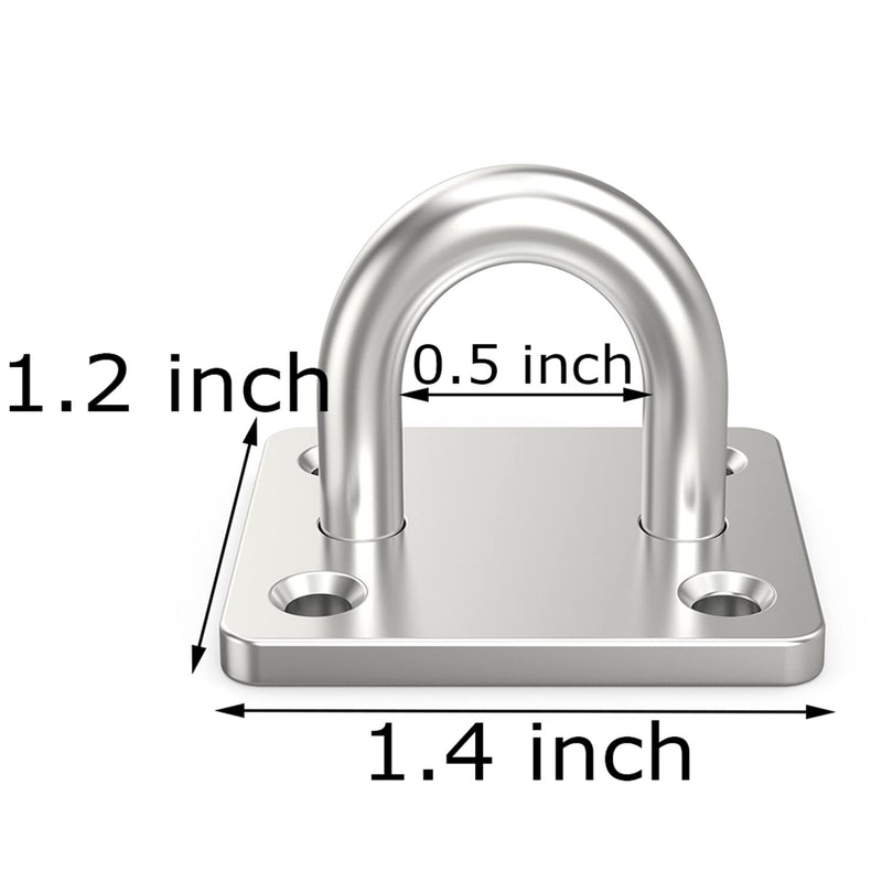 8 Pcs 1.4 x 1.2 Inch 304 Stainless Steel Ceiling Hooks Pad Eyes Plate Marine Hardware Hooks with Screws