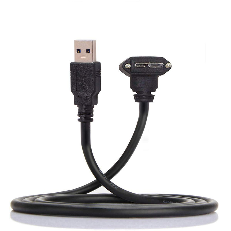 [AUSTRALIA] - CY 90 Degree Down Angled Micro USB Screw Mount to USB 3.0 A Type Data Cable 3m 10ft 