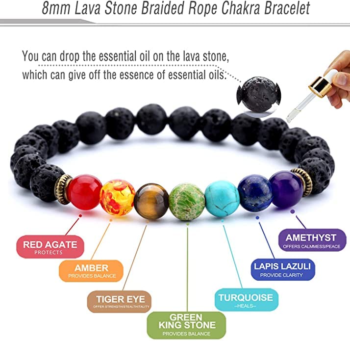 Tibetan Singing Bowl Set ~ 7 Chakra Stones and Lava Stone Chakra Bracelet ~ Easy to Play with Fabric Case, Cushion, Mallet ~ Handcrafted in Nepal for Meditation, Yoga, Spiritual Healing, & Mindfulness Black/ Healing Crystals Set