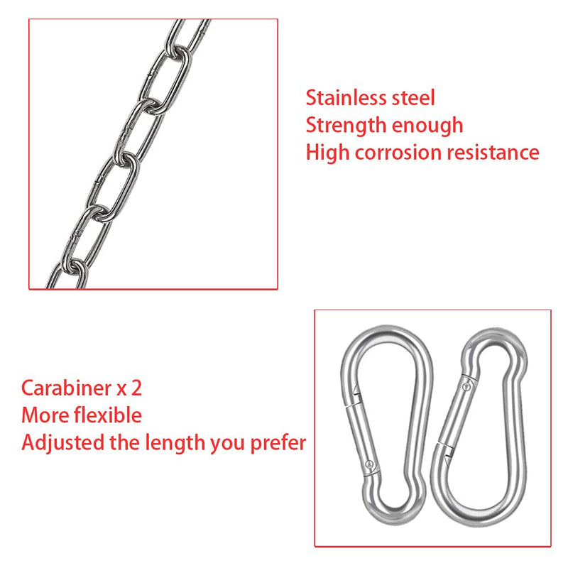 Hammock Hanging Chain 2PCS Porch Swing Chain Hanging Chair Chain with 4 Carabiners Hammock Chair Hardware for Indoor Outdoor Playground Hanging Chair Hammock Chair Punching Bags(23") (2) 2