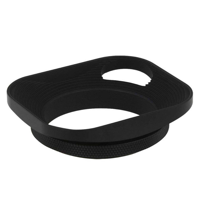Haoge LH-E2P 49mm Square Metal Screw-in Lens Hood Hollow Out Designed with Cap for Leica Rangefinder Camera with 49mm E49 Filter Thread Lens Black