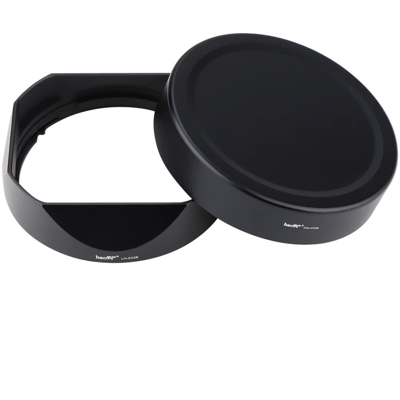 Haoge Lens Hood Metal Square Bayonet for Fujifilm XF33mm F1.4 R WR Lens, Fuji XF 33mm f/1.4 R LM WR Hood Shade,with Metal Front Cap
