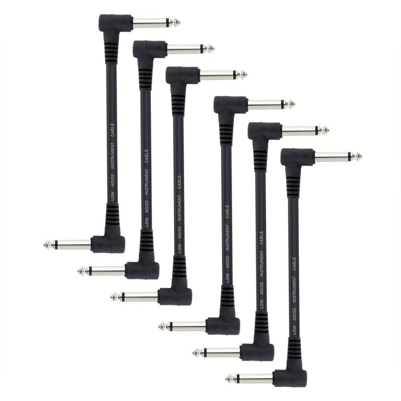 [AUSTRALIA] - Guitar Effect Pedal Cables 6 Inch -1/4 Instrument Cables for Effect Pedals Right Angle Patch Cable Right Angle Pedal Cable Kit (6 Pack Black) black-6 pack 