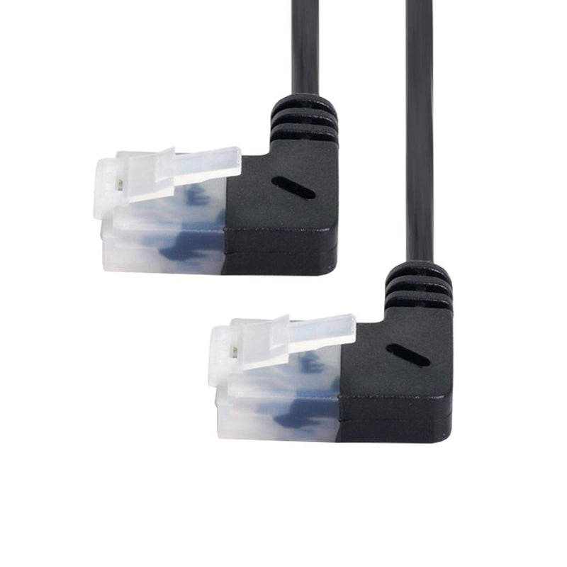 [AUSTRALIA] - Xiwai Ultra Slim Cat6 Ethernet Cable RJ45 Left Angled 25cm UTP Network Cable Patch Cord 90 Degree Cat6a LAN for Laptop Router TV Box Black Angled Left-Left 