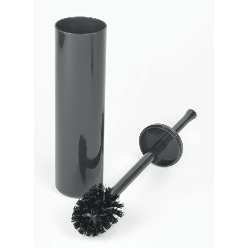 mDesign Extra Slim Compact Freestanding Plastic Toilet Bowl Brush and Holder for Bathroom Storage and Organization - Modern, Space Saving, Sturdy, Deep Cleaning, Covered Brush - Charcoal Gray Slate Gray