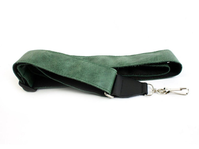 LeatherGraft Emerald Green Genuine Leather Soft Classic Vintage Distressed Clip on Hook Banjo Strap