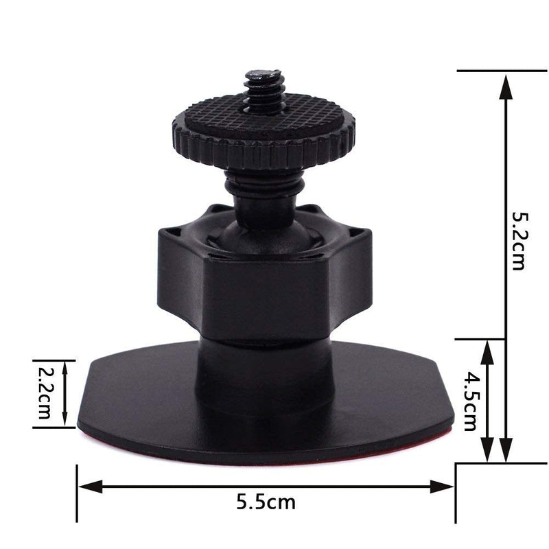 iSaddle CH01B 1/4" Thread Camera Mount Mini Double-Sided Adhesive in Dash Cam Mount Holder - Universal Tripod Permanent Holder Fits Sony/Ricoh/HP/GoPro/Oculus (M4 M6 Screw Join Ball Included) 3M Base