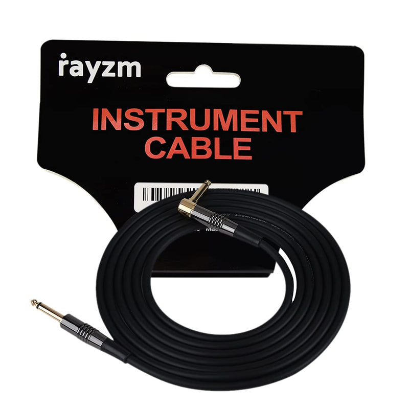 Rayzm Guitar Cable-3 Meters Noiseless Guitar/Bass Lead,1/4" Straight to Right Angle Male Instrument Cable - Copper Plugs with Gold Jacks 3 meters S-L