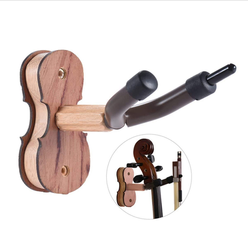 Violin Hardwood Hanger with Bow Holder, Beautiful Home and Studio Wall Mount Hanger for Violin/Viola/Erhu/Mandolin/Banjo/Guitar/Ukulele Strings Instrument(Natural Wood) natural wood