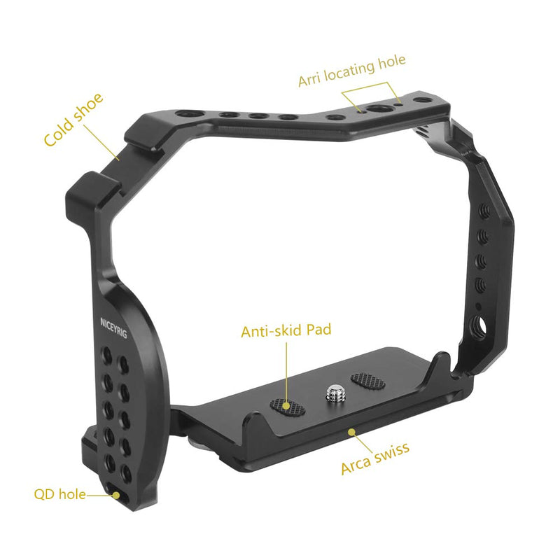 NICEYRIG Aluminium Cage for Panasonic Lumix S5 with ARRI Thread NATO Rail Cold Shoe - 406