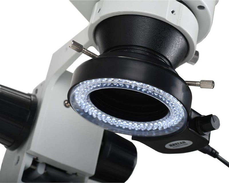 Black 144 LED Bulb Microscope Ring Light Illuminator Adjustable Bright Lamp + Adapter